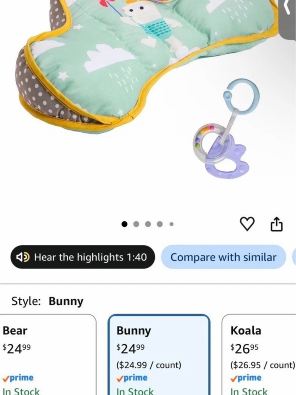 Taf Toys Baby Tummy Time Support Pillow Green & Yellow Baby 2-6M